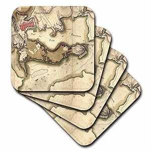 3dRose CST_123532_1 ヴィンテージ マップ ボルチモア ソフト コースター、4 個セット 3dRose CST_123532_1 Vintage Map Baltimore Soft Coasters, Set of 4