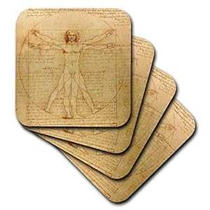 3dRose Vitruvian Man by Leonardo Da Vinci 1490 Fine Anatomical Art 人体解剖学ペンとインク描画セラミックタイルコースター (4 個セット) 3dRose Vitruvian Man by Leonardo Da Vinci 1490 Fine Anatomical Art Human Anatomy Pen and In