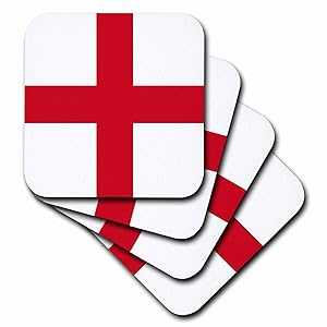 3dRose Flag of England - English Red St Georges Cross on white - United Kingdom British UK Great Britain - Ceramic Tile Coasters, set of 4 その他-キッチン用品・食器・調理器具