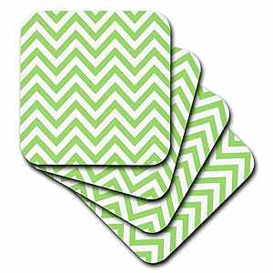 3dRose cst_163957_1 シェブロン、ライト ライム グリーン ソフト コースター、4 枚セット 3dRose cst_163957_1 Chevron, Light Lime Green-Soft Coasters, Set of 4