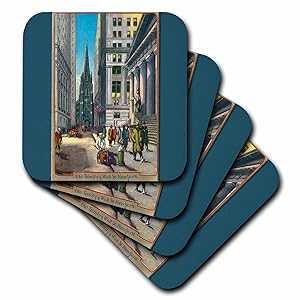 3dRose Old Trinity and Wall Street New York City - Soft Coasters, set of 4