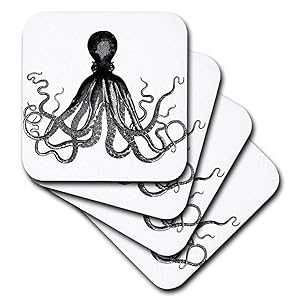 3dRose Octopus - 陶器 瓦 コースター、4 個仕かける (CST_195682_3) 3dRose Octopus - Ceramic Tile Coasters, Set of 4 (CST_195682_3)