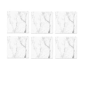 プリント大理石カララセラミックコースター6枚セット 4インチ x 4インチ Harman Set of 6 Printed Marble Carrara Ceramic Coasters 4\