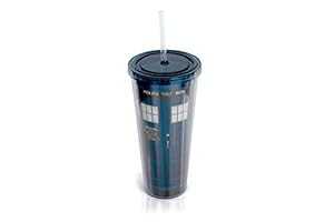 Doctor Who TARDIS 22薬局衡オンス アクリル繊維 旅行 タンプラー 蓋と麦わら付き添い人 - 二重壁、BPA無償性のこぼれ押しとどめる優勝杯は、安全性のあるなツイストオンキャップと回り合わせする麦わらがその人の特徴です Seven20 Doctor Who TARDIS 22-Oz Acrylic Travel Tumbler With Lid \u0026