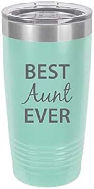 Best Aunt Ever ステンレス鋼スチール写真刻みつける断熱タンプラー 20 薬局衡オンス 旅行 コーヒーマグ ティール CustomGiftsNow Best Aunt Ever Stainless Steel Engraved Insulated Tumbler 20 Oz Travel Coffee Mug, Teal