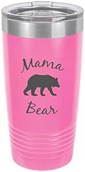 Mama Bear ステンレス鋼スチール写真刻みつける断熱タンプラー 20 薬局衡オンス トラベルコーヒーマグ サクラ色 CustomGiftsNow Mama Bear Stainless Steel Engraved Insulated Tumbler 20 Oz Travel Coffee Mug, Pink