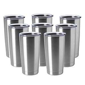 HASLE OUTFITTERS 20oz Tumblers Bulk Stainless Steel Cups with Lid Double Wall Vacuum Insulated Coffee Mugs for Cold & Hot Drinks 8 Pack｜Glomarket