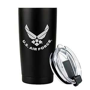 米空軍 20 オンス ブラック 二重壁 真空断熱 ステンレススチール USAF タンブラー トラベル マグ - エアメン ギフト Military Gift Shop US Air Force 20 oz Black Double Wall Vacuum Insulated Stainless Steel USAF Tumbler Travel Mug