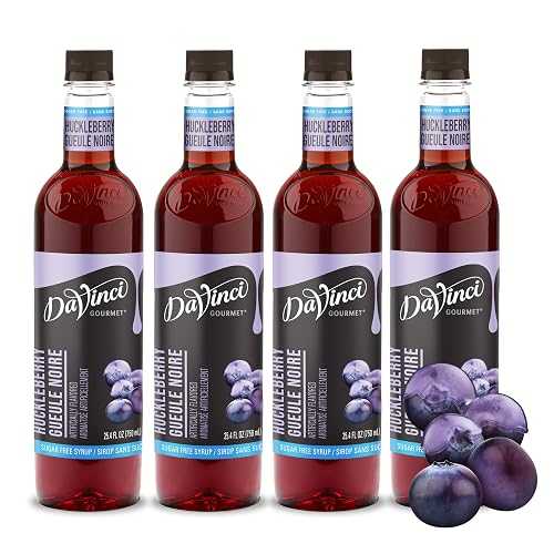 DaVinci Gourmet Sugar-Free Huckleberry Syrup, 25.4 Fluid Ounces (Pack of 4)｜Glomarket