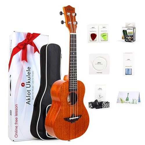 Ukulele for Left-Handed, AKLOT Concert Uke 23 Inch Solid Mahogany Ukelele Beginner Kit (Gig Bag, Picks, Tuner, Strap, String, Cleaning Cloth)｜Glomarket