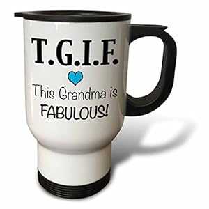 3dRose tm_202949_1 Tgif This Grandma is Fabulous、ブルー ステンレススチール トラベル マグ、14 オンス、ホワイト 3dRose tm_202949_1 Tgif This Grandma is Fabulous, Blue Stainless Steel Travel Mug, 14 oz, White
