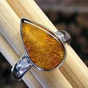 本物のバルト海産琥珀 925 ソリッド スターリング シルバー リング サイズ 7 Natural Rocks by Kala Genuine Baltic Amber 925 Solid Sterling Silver Ring Size 7