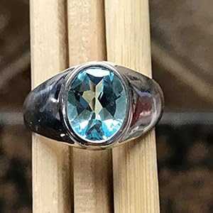 本物の 2ct スイス ブルー トパーズ 925 ソリッド スターリング シルバー ユニセックス リング サイズ 7.25 Natural Rocks by Kala Genuine 2ct Swiss Blue Topaz 925 Solid Sterling Silver Unisex Ring Size 7.25 25,167円