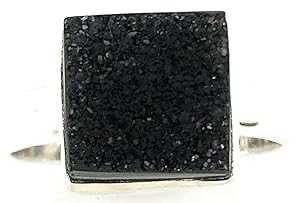 ナチュラル クラスター ブラック ドゥルージー 925 ソリッド スターリング シルバー ユニセックス リング サイズ 7 Natural Rocks by Kala Natural Cluster Black Druzy 925 Solid Sterling Silver Unisex Ring Size 7
