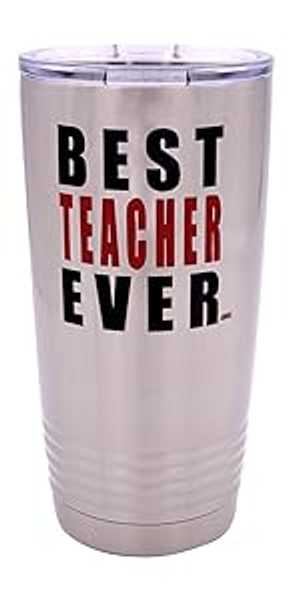 Rogue River Tactical Funny Best Teacher Ever Large 20 Ounce Stainless Steel Travel Tumbler Mug Cup w/Lid School Professor Teaching Educator