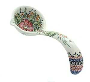 ポールスカ瀬戸ものフローラルバタフライスープレードル Polish Pottery Floral Butterfly Soup Ladle