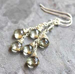 グリーン アメジスト イヤリング スターリング シルバー プラシオライト ブリオレット ダングル カスケード Aerides Designs Green Amethyst Earrings Sterling Silver Prasiolite Briolette Dangle Cascade｜Glomarket