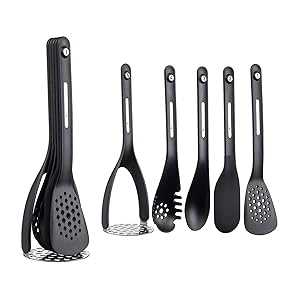 KitchenCraft MasterClass Smart Space Nesting 磁気キッチン用品セット、シリコン、ブラック、9 x 9 x 30 cm、5個パック Master Class KitchenCraft MasterClass Smart Space Nesting Magnetic Kitchen Utensil Set, Silicone, Black, 9 x 9