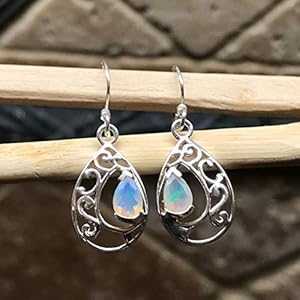 本物のエチオピア オパール 925 ソリッド スターリング シルバー イヤリング 25mm Natural Rocks by Kala Genuine Ethiopian Opal 925 Solid Sterling Silver Earrings 25mm｜Glomarket