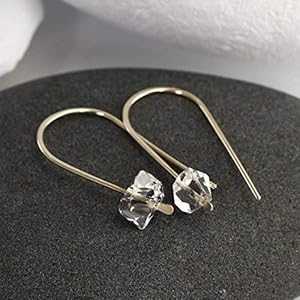 ハーキマー ダイヤモンド スモール ドロップ イヤリング (ゴールド フィル) Lotus Stone Design Herkimer Diamond Small Drop Earrings in Gold Fill