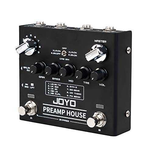 JOYO プリアンプ ハウス デュアル チャンネル プリアンプ シミュレーター キャビネット シミュレーション エフェクト ペダル機能 エレキギター用クリーンおよびディストーション チャンネル (R-15) JOYO PreAmp House Dual Channel Preamp Simulator