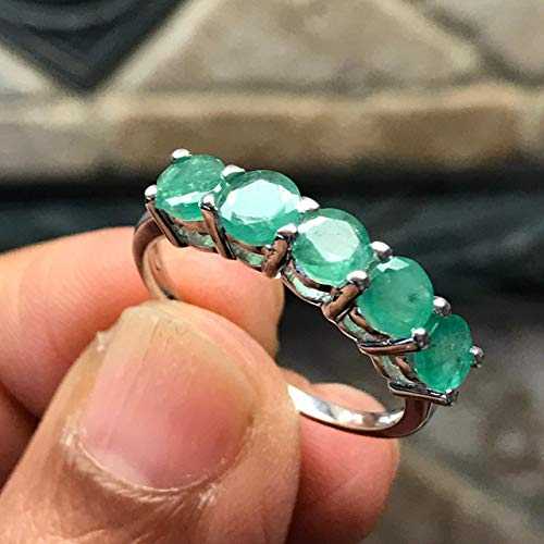 ナチュラル 2.5ct グリーン エメラルド 925 ソリッド スターリング シルバー リング サイズ 9 Natural Rocks by Kala Natural 2.5ct Green Emerald 925 Solid Sterling Silver Ring Size 9