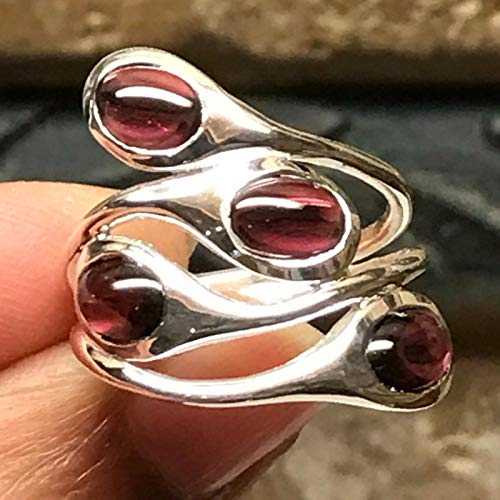 天然カボカン ガーネット 925 ソリッド スターリング シルバー スタッカブル リング サイズ 5.75 Natural Rocks by Kala Natural Cabochan Garnet 925 Solid Sterling Silver Stackable Ring Size 5.75｜Glomarket