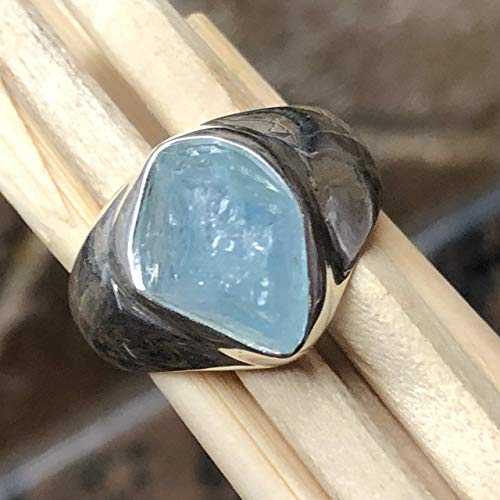 天然クラスター アクアマリン 925 ソリッド スターリング シルバー ユニセックス リング サイズ 9 Natural Rocks by Kala Natural Cluster Aquamarine 925 Solid Sterling Silver Unisex Ring Size 9