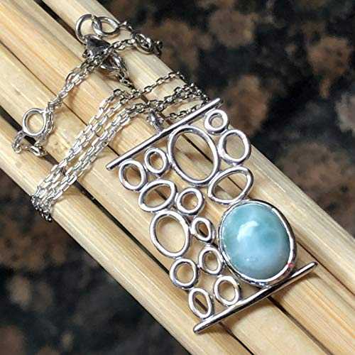 天然ドミニカ産ラリマー 925 ソリッド スターリング シルバー ネックレス 16 インチ Natural Rocks by Kala Natural Dominican Larimar 925 Solid Sterling Silver Necklace 16\