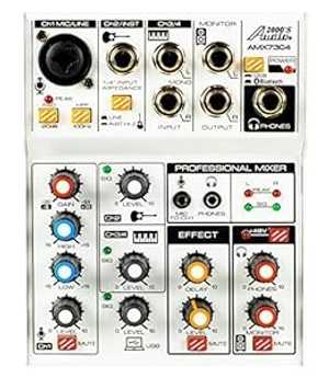 Audio 2000S Audio2000'S AMX7304 USB-Powered Four-Channel Audio Mixer with USB Interface and Sound Effect