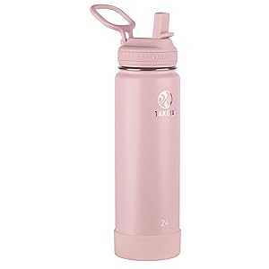 Takeya Actives Water Bottle with Straw Lid - Durable \u0026 Easy-Care Water Bottle with Stainless Steel Insulation - BPA-Free Lid with Carry Handle \u0026 Straw - Dishwasher-Safe - 24 薬局衡オンス, Blush