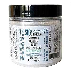 Signature Drink Lab Edible Glitter for Drinks ? Shiny Glitter, Shimmer Beverage Dust for Cocktails, Beer, Wine and More - Pearl Series Green - 25 gram
