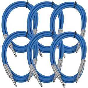 Seismic Audio SASTSX-6Blue-6PK 6 フィート TS 1/4 インチ ギター、楽器、またはパッチ ケーブル、ブルー Seismic Audio SASTSX-6Blue-6PK 6-Feet TS 1/4-Inch Guitar, Instrument, or Patch Cable, Blue