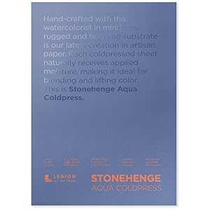 Stonehenge Aqua White Medium Weight Block, 140lb, Coldpress, 7 x 10 Inches, 15 Sheets for Wet and Dry Media