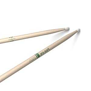 ProMark Drum Sticks - Classic Forward 5B Drumsticks - Drum Sticks Set - Oval Nylon Tip - Natural, Raw Hickory Drumsticks - Consistent Weight and Pitch - 1 Pair