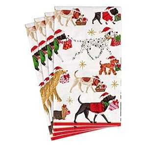 Caspari クリスマスデリバリーペーパーゲストタオルナプキン 白いこと - 15 枚入り口・入口 4 容器に並べる Caspari Christmas Delivery Paper Guest Towel Napkins インチ White - Four Packs of 15