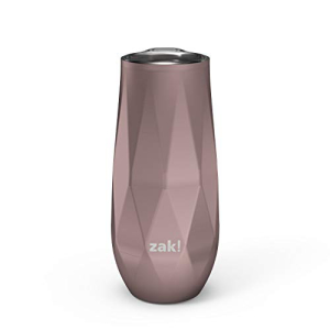 Zakは、圧入蓋と防滴設計を備えたフラクタル真空絶縁ステンレス鋼フルートタンブラーを設計し、屋内/屋外活動に最適なシャンパングラス（9オンス、ローズゴールド、BPAフリー） Zak Designs Fractal Vacuum Insulated Stainless Steel Flute Tumbler with Press-I画像