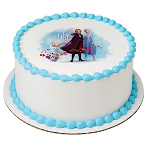 アナと雪の女王エルザ、アンナ、オラフの食用イメージケーキトッパーデコレーション Lucks Frozen 2 Elsa, Anna and Olaf Edible Image Cake Topper Decoration画像