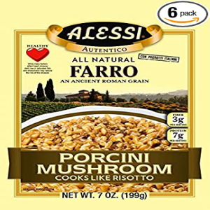 ポルチーニ茸、アレッシ・オーテンティコ、プレミアム味付けローマ穀物ファッロ、リゾットのような料理、心臓に健康、準備が簡単、7オンス（ポルチーニ茸、6個パック） Porcini Mushroom, Alessi Autentico, Premium Seasoned Roman Grain Farro, Cooks Like画像