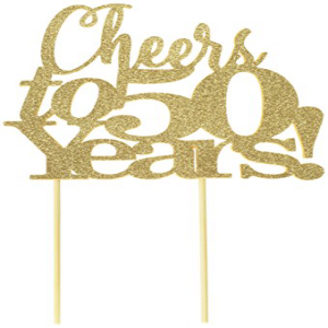 All About Details Gold Cheers to 50 Years Cake Topper, 6 x 9画像