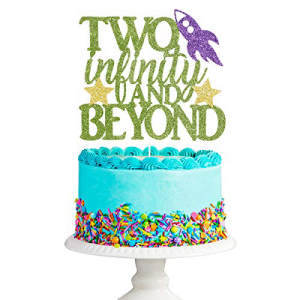 TeePolly Two Infinity and Beyond Cake topper - Toy Story Birthday Cake Topper Decorations, Boys Girls 2nd Birthday Cake Decorations Supplies画像