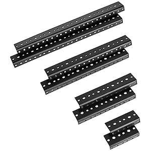 Penn Elcom R0828/12 スチールラックレール オーディオ、ホームシアター、レコーディングスタジオ、PA機器、ITの取り付け用、1ペアのタップとネジ山付き、10/32 UNF、M5またはM6、12ラックスペース(12U)用 Penn Elcom R0828/12 Steel Rack Rail for Mounting