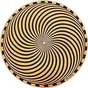 TAZstudio Premium slipmat - Cork Turntable Mat for Better Sound Support on Vinyl LP Record Player - Cork mat Original Art Design - Psychedelic Geometric Storm Art (4mm Thick)-m2