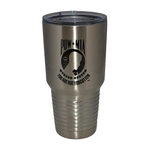 Rogue River Tactical POW MIA Military Veteran Large 30薬局衡オンス Travel Tumbler Mug Cup w/Lid Stainless Steel Hot or Cold Gift