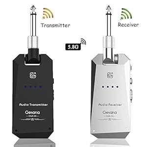 Getaria ワイヤレスギタートランスミッターレシーバーセット 5.8GH ワイヤレスギターシステム 4 チャンネルエレキギターベース用 (シルバー/ブラック) Getaria Wireless Guitar Transmitter Receiver set 5.8GH Wireless Guitar System 4 Channels for｜Glomarket