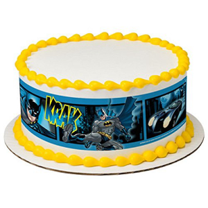 気まぐれな実用性ライセンス付きバットマン誕生日 - デザイナーストリップ - 食用ケーキサイドトッパー - D7443 Whimsical Practiality Licensed Batman Birthday - Designer Strips - Edible Cake Side Toppers - D7443画像