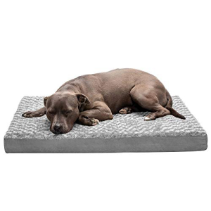 【在庫有】 最大83%OFFクーポン Furhaven Memory Foam Pet Bed for Dogs and Cats - Classic Cushion Ultra Plush Curly Fur Dog Mat with Removable Washable Cover Gray Large akrtechnology.com akrtechnology.com