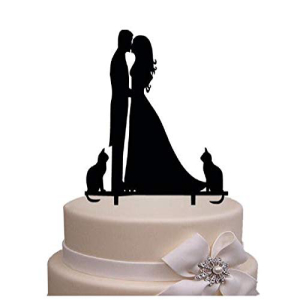 猫のウェディングケーキトッパー 新郎新婦の婚約と結婚式のアクリルケーキトッパー Wedding Cake Toppers with Cats Acrylic Cake Topper of Engagement and Wedding with Bride and Groom画像