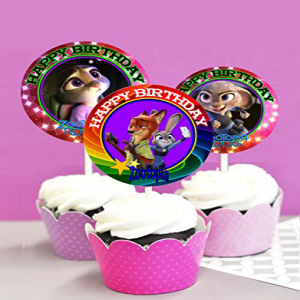 ズートピアの誕生日をイメージしたパーティーピック、カップケーキピック、カップケーキトッパー 12 個 #1 12 Zootopia Birthday Inspired Party Picks, Cupcake Picks, Cupcake Toppers #1画像