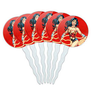 ワンダーウーマン キャラクター カップケーキ ピック トッパー デコレーション 6 個セット GRAPHICS & MORE Wonder Woman Character Cupcake Picks Toppers Decoration Set of 6画像